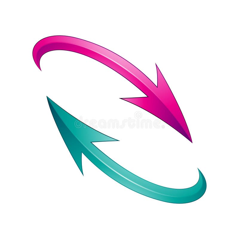 Refresh or Recycle Arrows in Magenta and Green Colors stock illustration