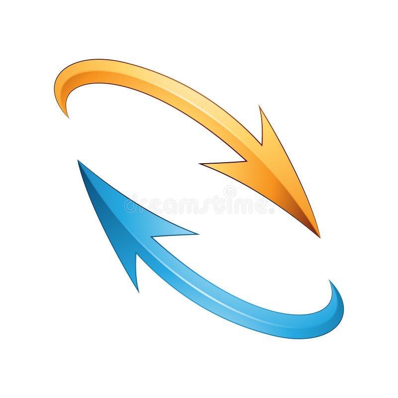Refresh or Recycle Arrows in Yellow and Blue Colors stock illustration
