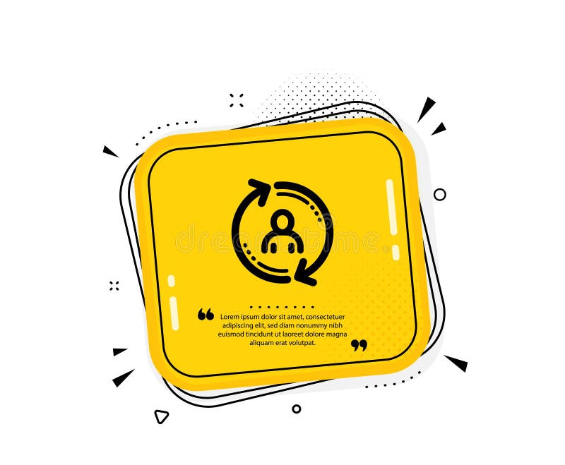 Refresh user info icon. Update profile sign. Vector. Quote speech bubble. Quotation marks. Classic user info icon.