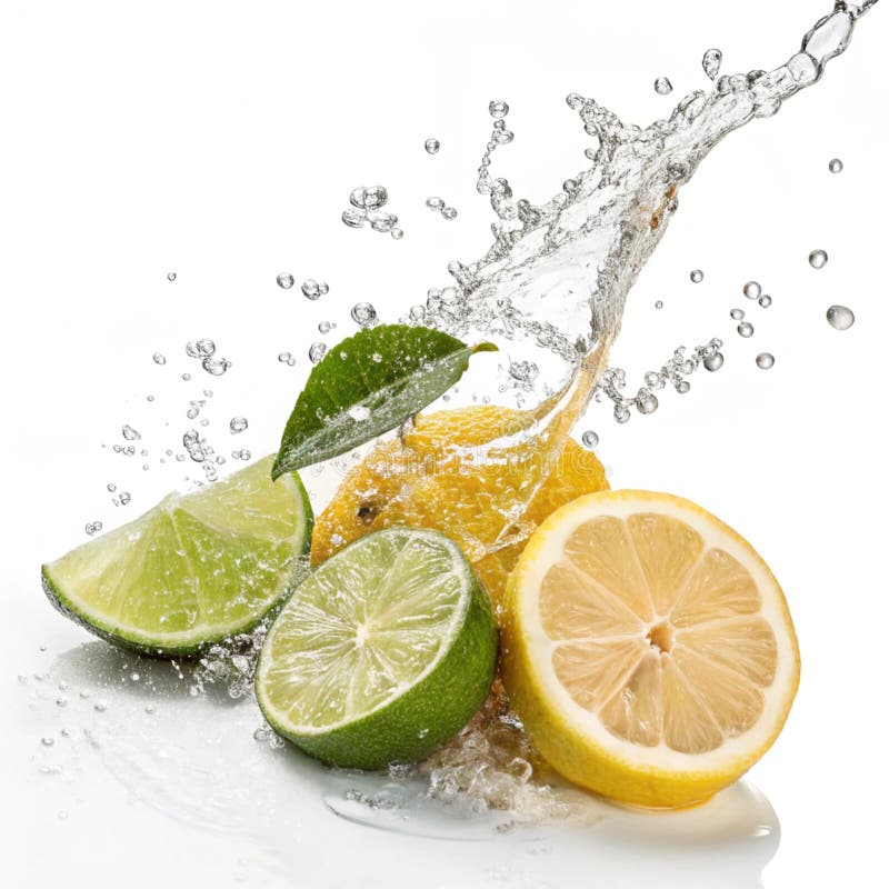 Refreshing citrus splash with lime and stock illustration