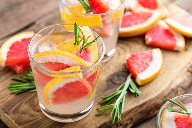 Refreshing Drink, Grapefruit and Rosemary Cocktail Stock Photo Image