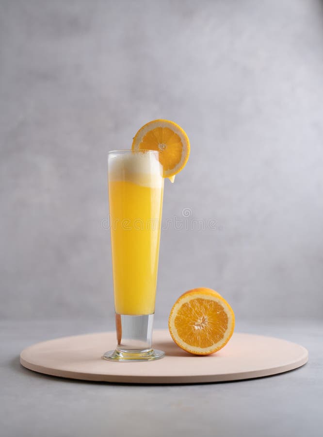 Refreshing Freshly Made Fruit Juice on a Glass , Fresh Orange Juice