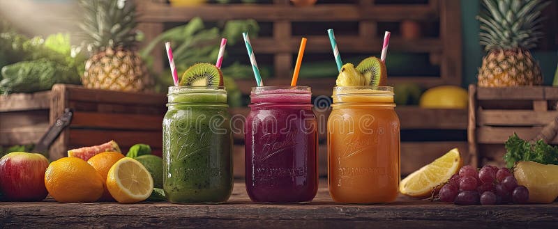 Fresh Fruit Smoothies royalty free illustration