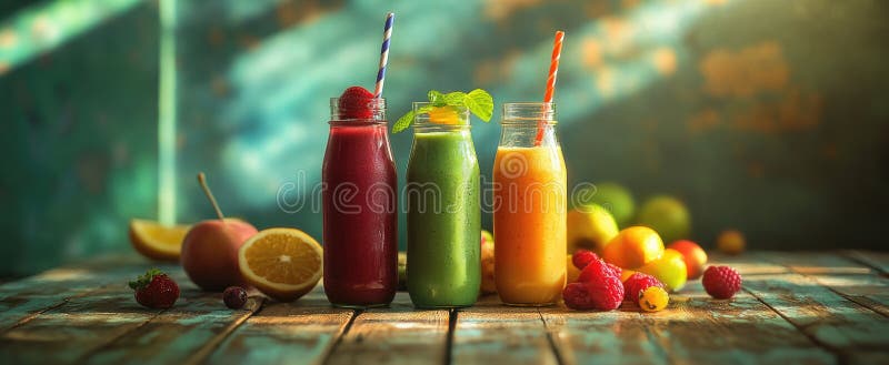 Refreshing Fruit Smoothies vector illustration