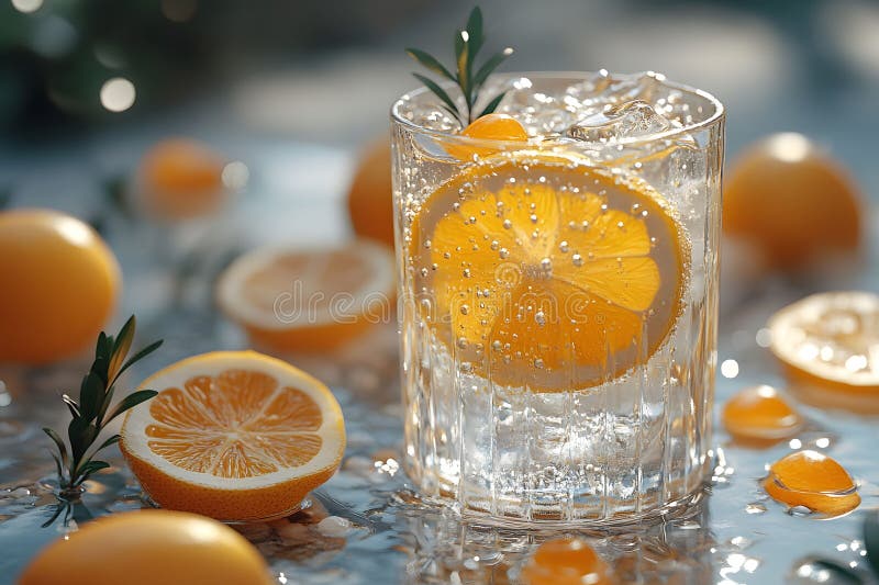 Refreshing Citrus Lemonade with Sparkling Water and Sliced Lemons Generative AI royalty free illustration