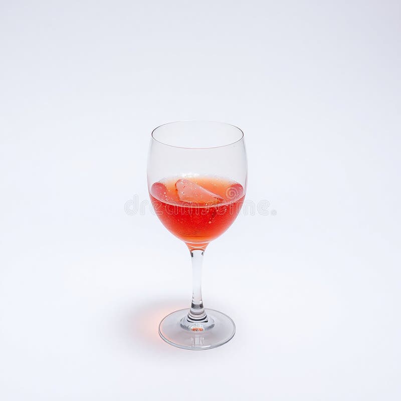 Refreshing glass of rose wine with ice isolated on white background for beverage concept stock illustration