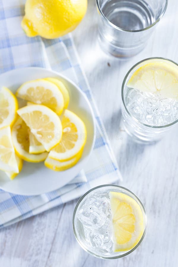 Refreshing Ice Cold Water with Lemon Stock Photo Image of fresh