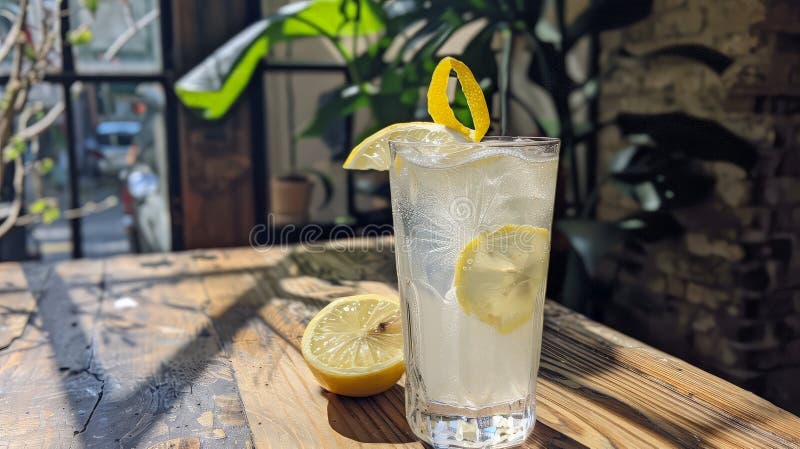 Refreshing Lemon Drink on a Sunny Day stock photos