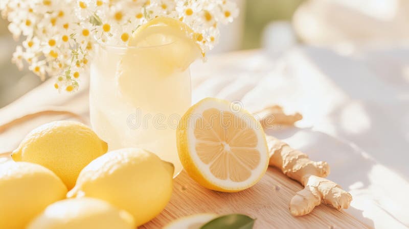 Refreshing Lemon Ginger Sorbet Delight stock images
