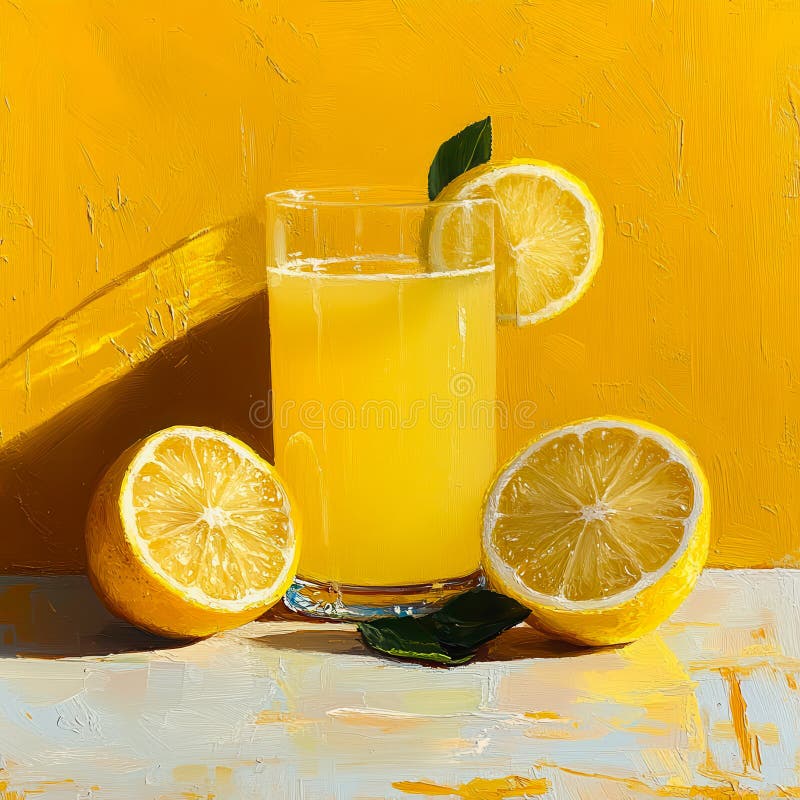 Refreshing Lemon Juice with Fresh Cut Lemons stock photos