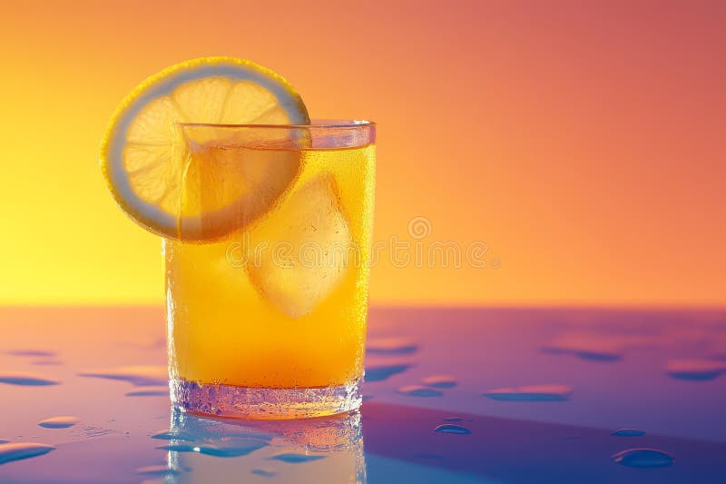Refreshing Lemon Juice on Gradient Background royalty free stock photography