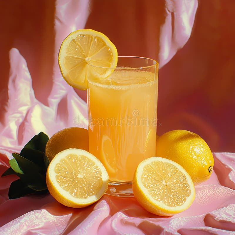 Refreshing Lemon Juice in a Stylish Glass royalty free stock photo