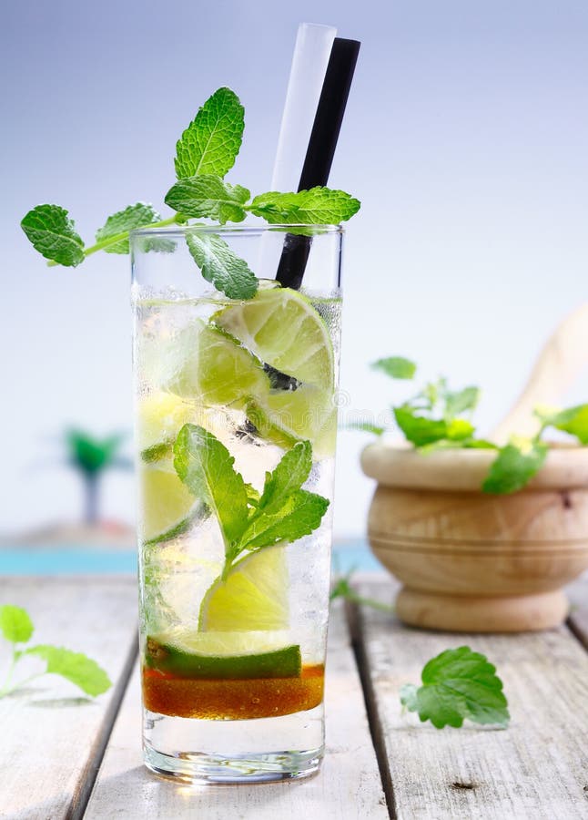 Refreshing lemon or lime cocktail royalty free stock photo