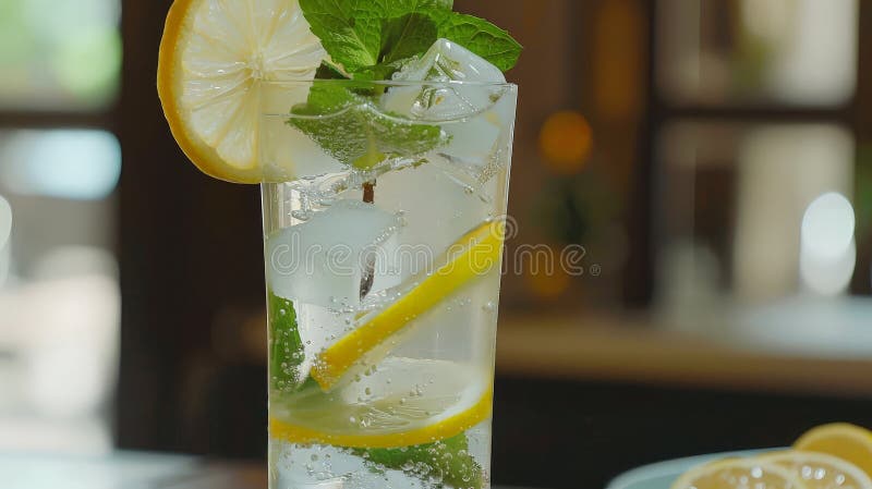 Refreshing Lemon and Mint Drink stock image