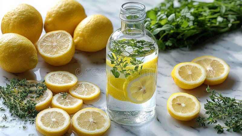 Refreshing Lemon Water, Kitchen Scene stock image