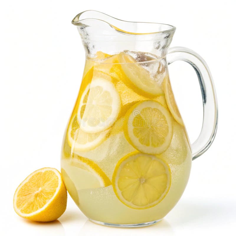 Lemonade pitcher isolated on white background. A refreshing lemonade pitcher isolated on a white background, perfect for summer drink themes