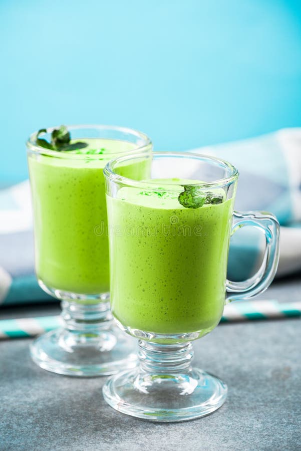 Refreshing Matcha green tea milk shake royalty free stock image