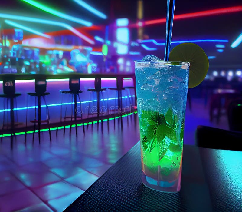 Refreshing Mojito with Citrus Fruit and Ice Cubes , Generative AI Stock ...