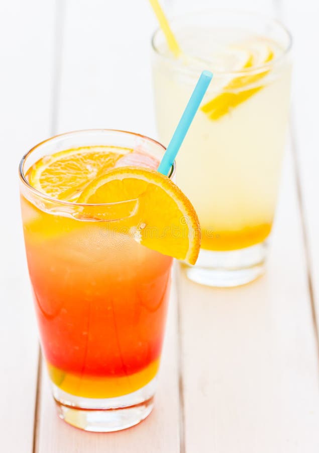 Refreshing Natural Orange Juice and Lemonade Stock Photo Image of