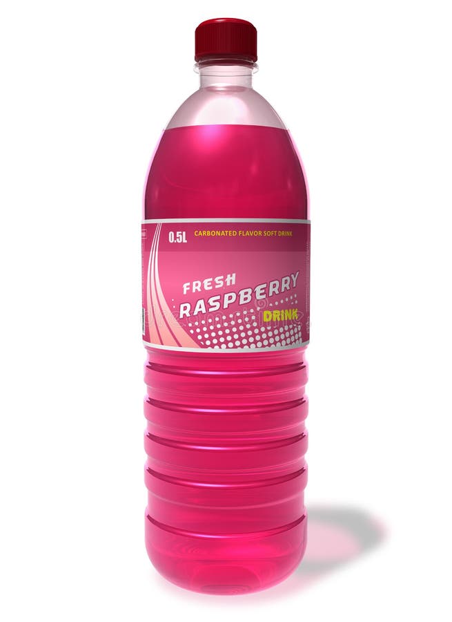 Refreshing raspberry drink in plastic bottle vector illustration