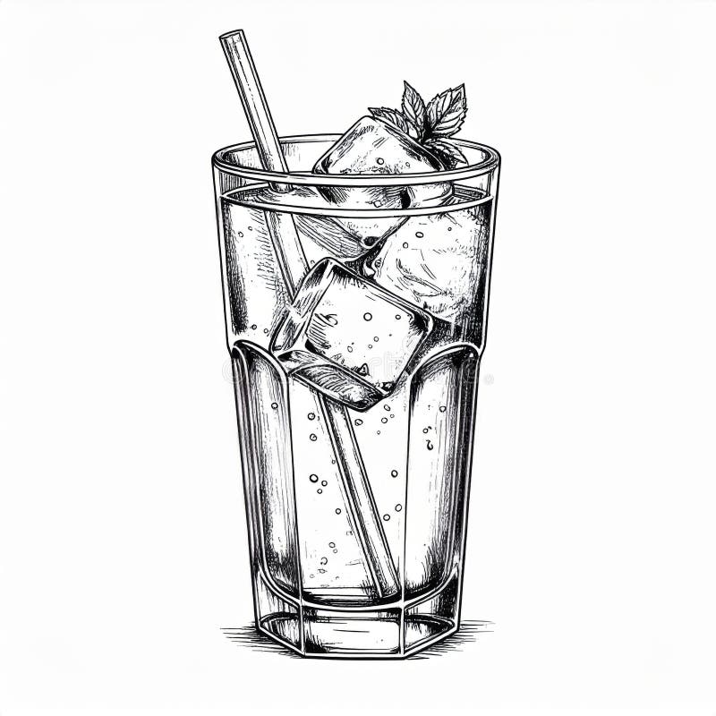 Refreshing Strawberry Mint Cocktail Illustration vector illustration