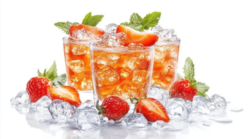 Refreshing Strawberry Mint Iced Tea royalty free illustration
