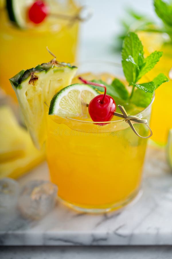 Refreshing Summer Pineapple Rum Cocktail Stock Image Image of closeup