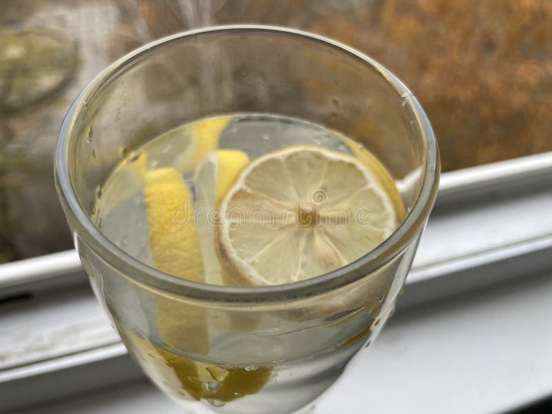 Refreshing water with lemon wedges drink royalty free stock photo