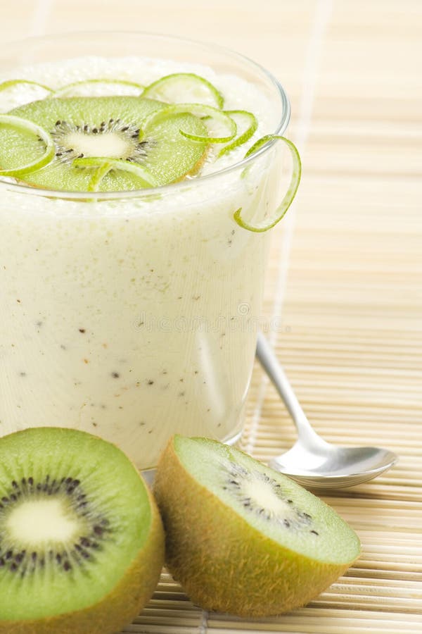 Refreshment and creamy milkshake kiwi and lime