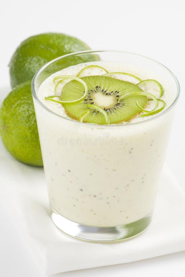 Refreshment and creamy milkshake kiwi and lime