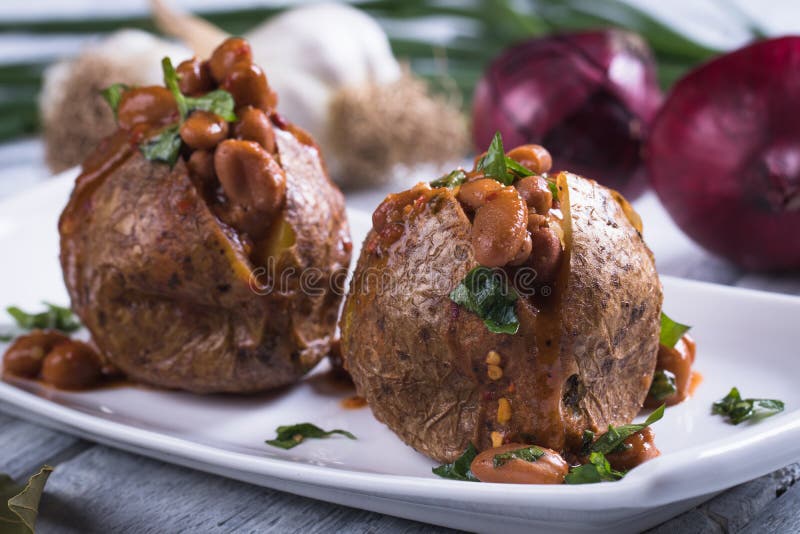 Refried Beand with Jacket Potato Stock Photo Image of beans, roasted
