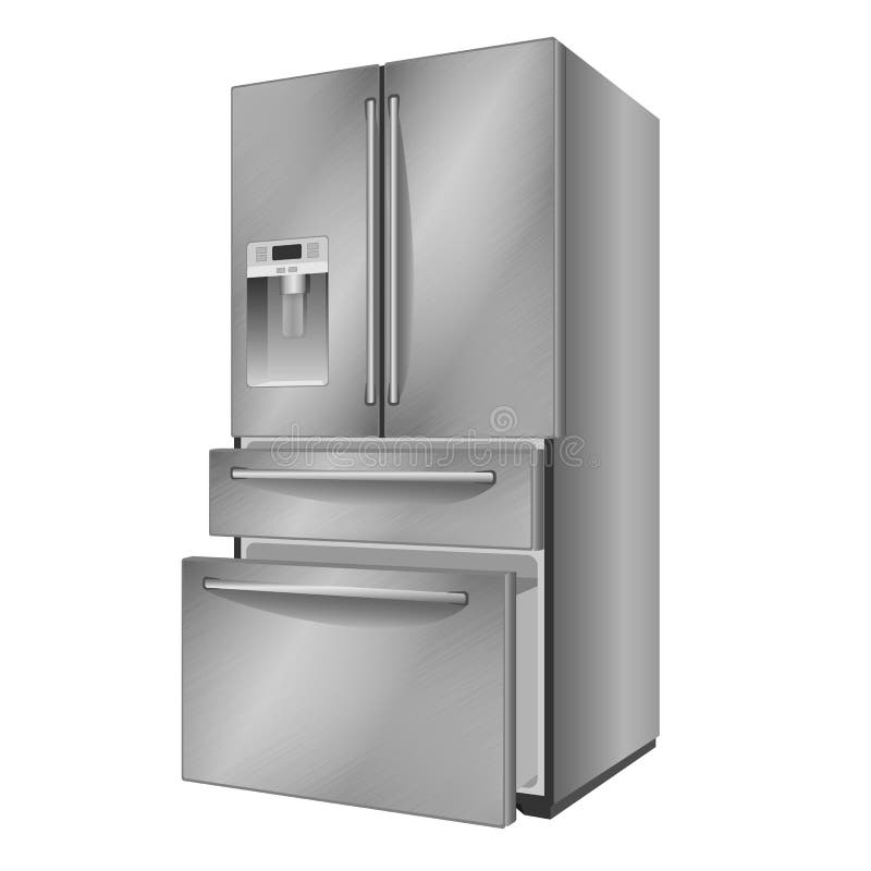 Refrigerador de acero moderno abierto Ilustración del vector en el fondo blanco ilustración del vector Refrigerador de acero moderno abierto Ilustración del vector en el fondo blanco ilustración del vector