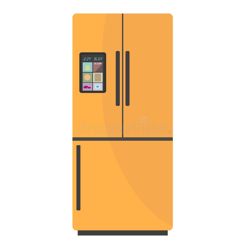 Refrigerador elegante moderno con la exhibición en fondo aislado libre illustration Refrigerador elegante moderno con la exhibición en fondo aislado libre illustration