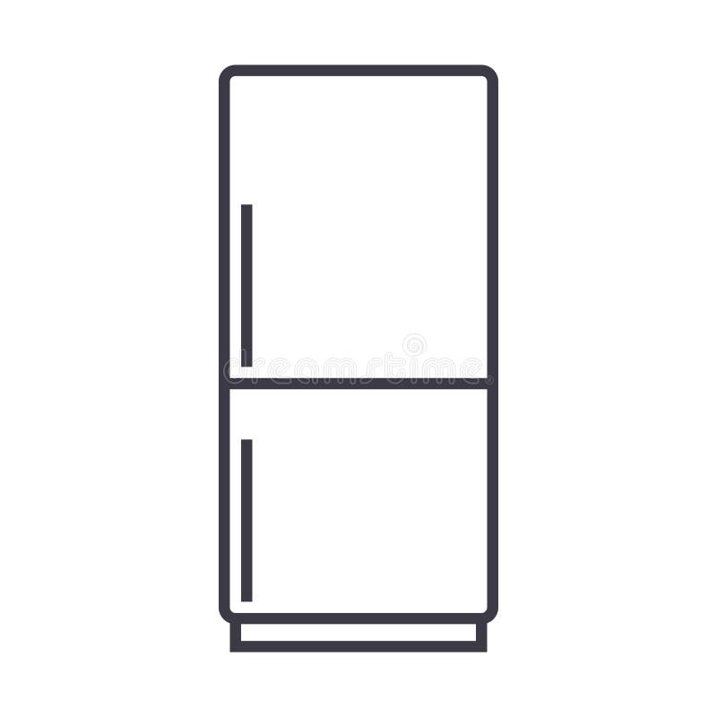 Refrigerador, línea icono, muestra, ejemplo del vector del refridgirator en el fondo, movimientos editable ilustración del vector Refrigerador, línea icono, muestra, ejemplo del vector del refridgirator en el fondo, movimientos editable ilustración del vector