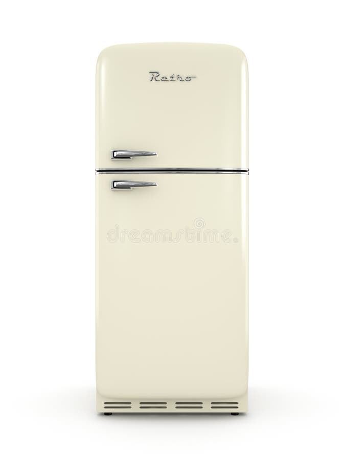 Refrigerador retro aislado en la representación blanca del fondo 3D libre illustration Refrigerador retro aislado en la representación blanca del fondo 3D libre illustration