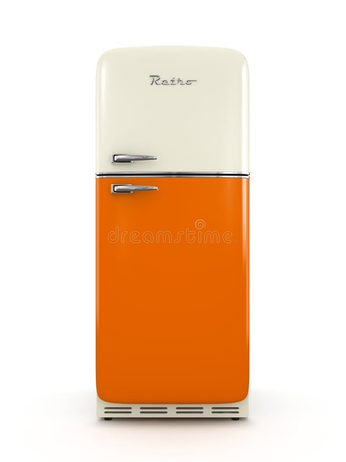 Refrigerador retro aislado en la representación blanca del fondo 3D stock de ilustración Refrigerador retro aislado en la representación blanca del fondo 3D stock de ilustración