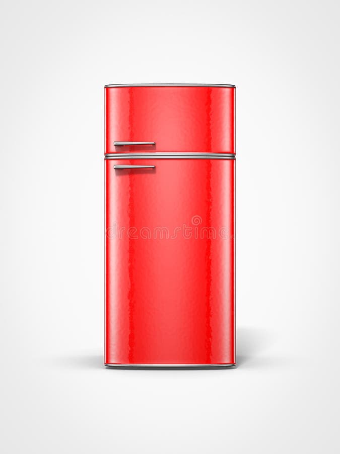 Refrigerador rojo del vintage stock de ilustración Refrigerador rojo del vintage stock de ilustración