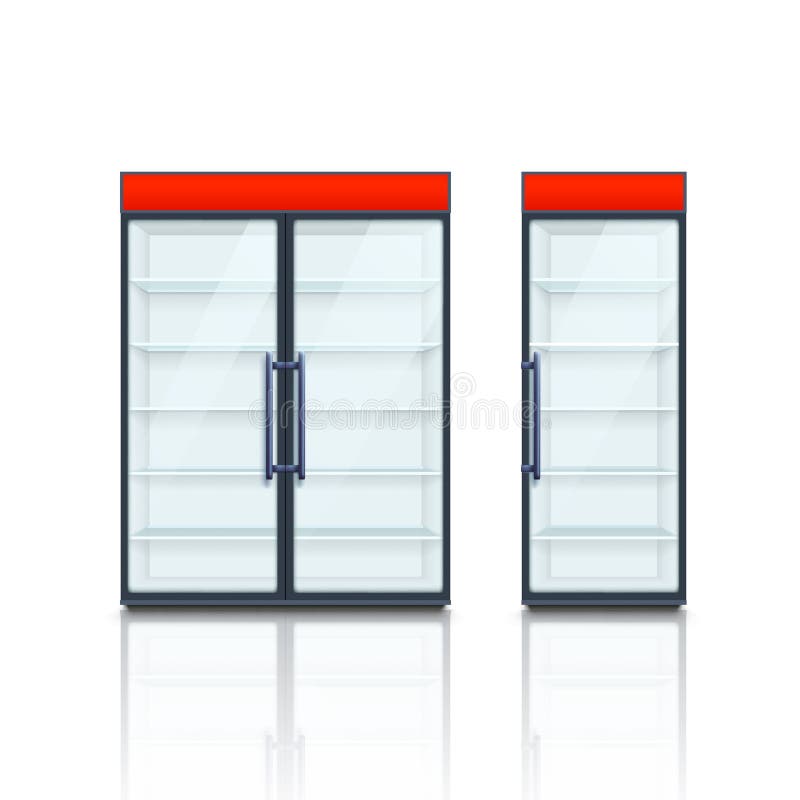 Refrigeradores comerciales de los pares con los tableros rojos libre illustration Refrigeradores comerciales de los pares con los tableros rojos libre illustration