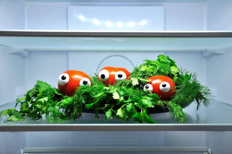 Refrigerator Close Up with Tomatoes Stock Image Image of diet