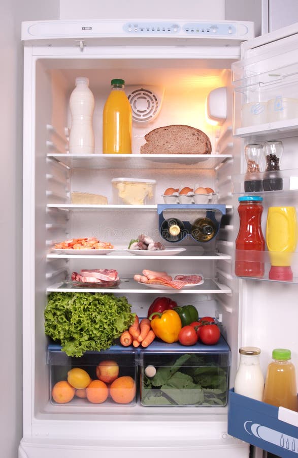 Refrigerator Full with Some Kinds of Food Stock Photo Image of bread, full 11895048