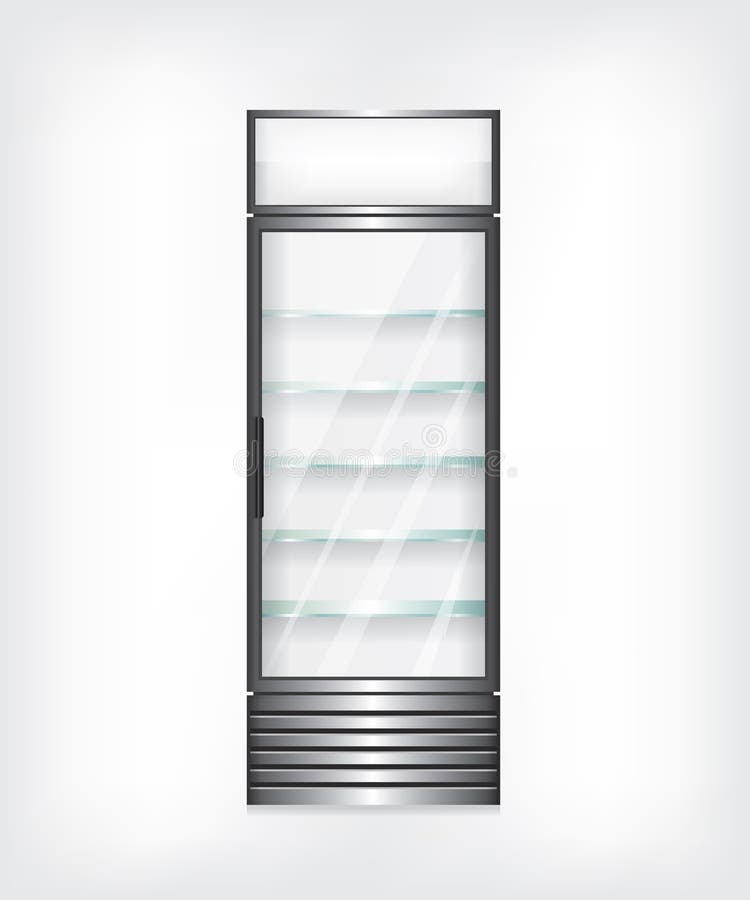 Refrigerator with Glass Shelves Stock Vector Illustration of