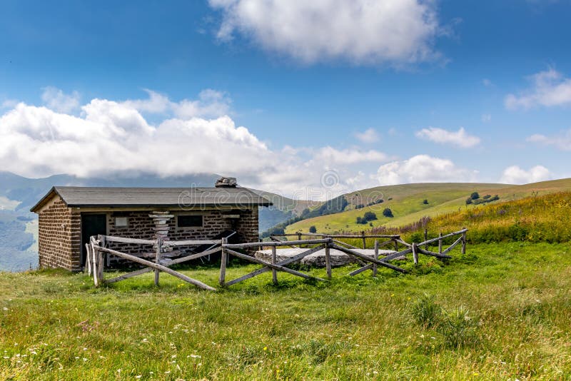 Refuge hut in the mountains of le Marche, Monti Sibillini National Park