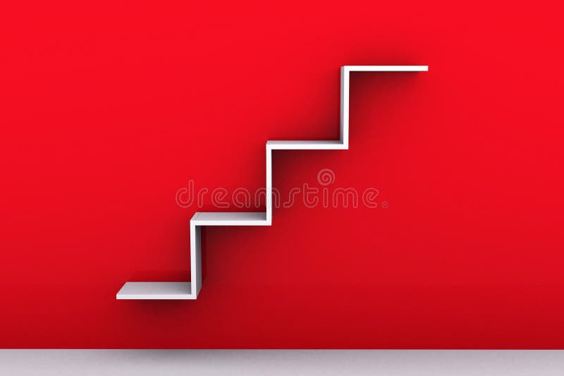 Regal 3D auf roter schwarzer Wand stock abbildung