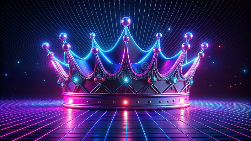 Regal Neon Crown Oświadczenie Piece of Urban Glamour for Nighttime ilustracji
