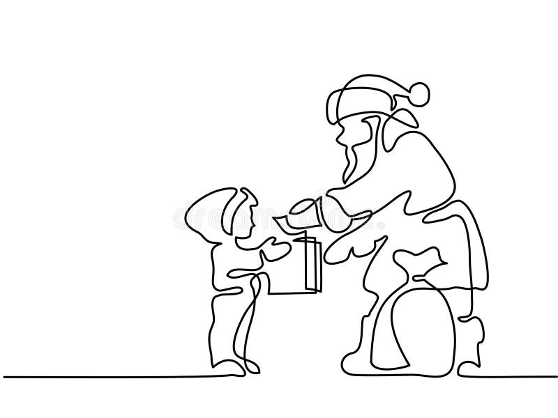 Regalo del presente de Santa Claus al pequeño niño libre illustration Regalo del presente de Santa Claus al pequeño niño libre illustration