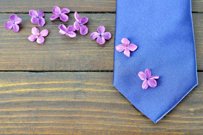 Fathers Day gift: Blue tie and flowers. Fathers Day gift: Blue tie and flowers
