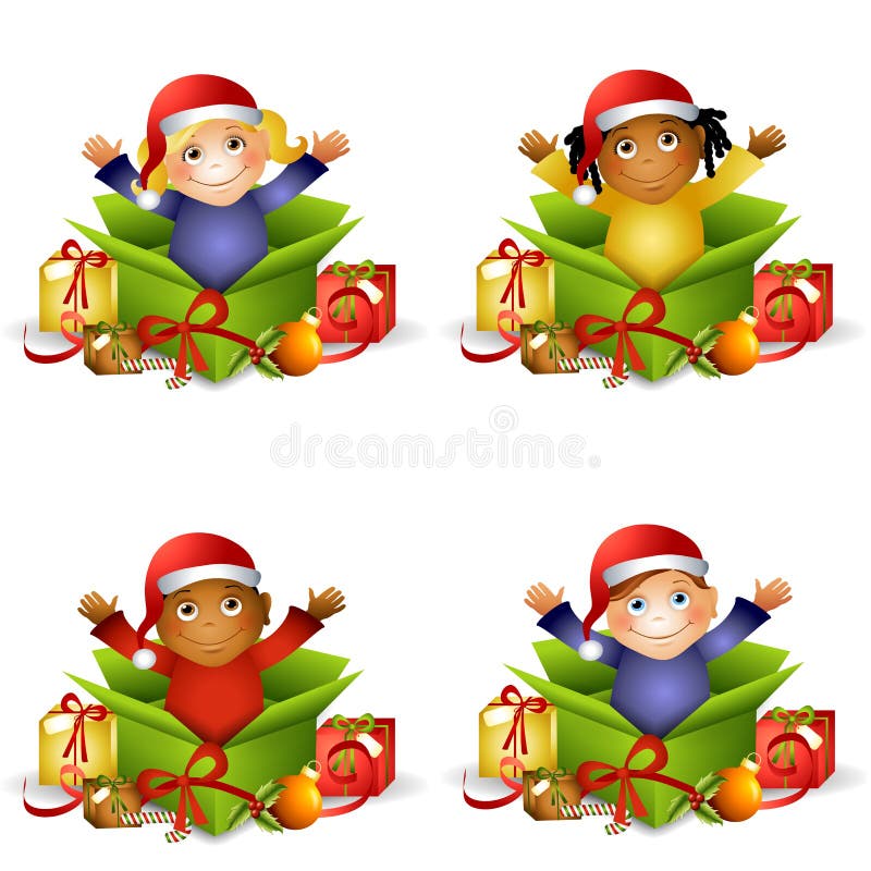 Regalos de la Navidad de los cabritos ilustración del vector Regalos de la Navidad de los cabritos ilustración del vector