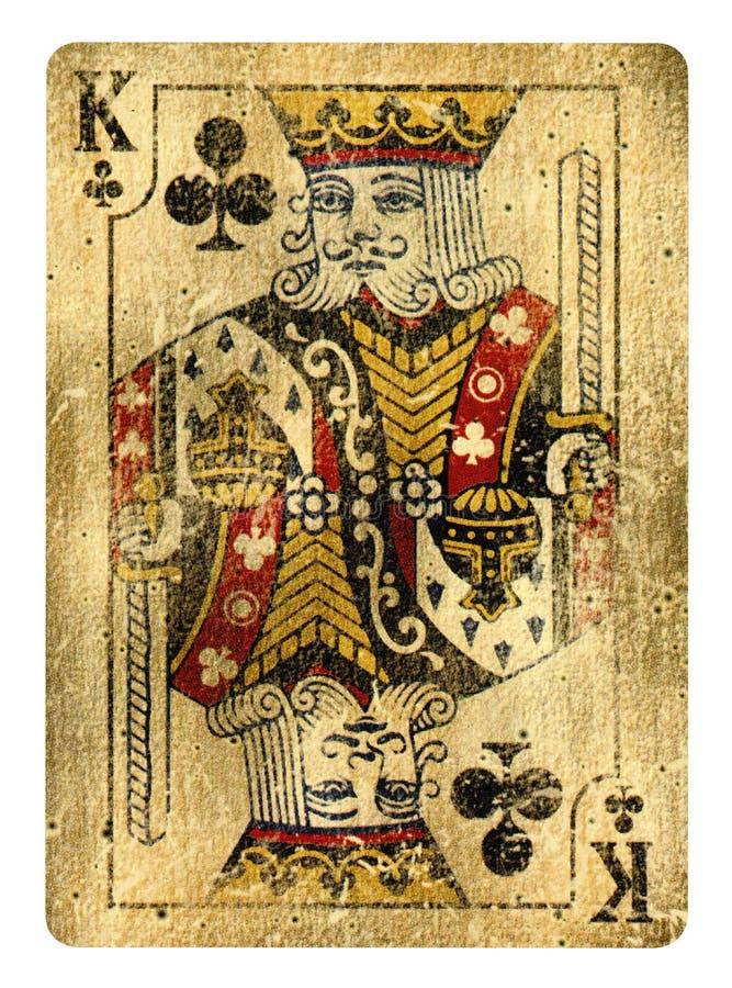 Regele cluburilor de epocă a jucat cărți izolate pe alb royalty free stock photos