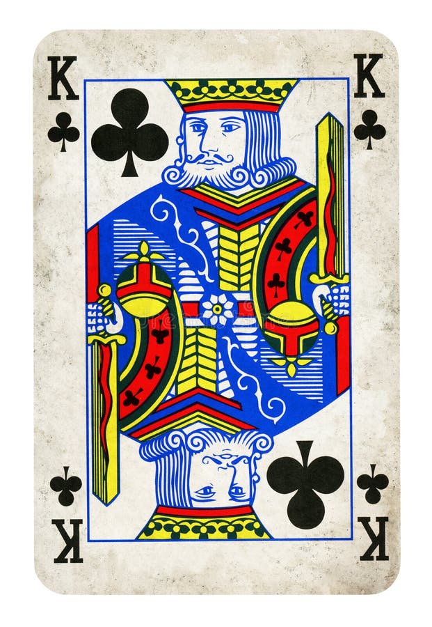 Regele cluburilor de epocă a jucat cărți izolate pe alb stock photo