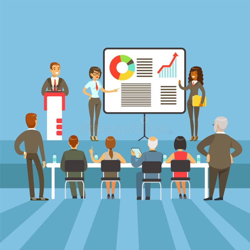 Regelmatige Bedrijfsresultaten en Voltooiingspresentatie met Informatiematerialen en Grafische Grafieken met Major Shareholders vector illustratie Regelmatige Bedrijfsresultaten en Voltooiingspresentatie met Informatiematerialen en Grafische Grafieken met Major Shareholders vector illustratie